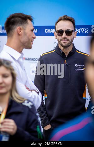 Diriyah, Saudi Arabia. 26th Jan, 2023. 1/26/2023 - Kelvin van der Linde, ABT CUPRA Formula E TeamRene Rast, NEOM McLaren Formula E Team during the Formula E Round 2 - Diriyah E-Prix in Diriyah, Saudi Arabia. (Photo by Sam Bloxham/Motorsport Images/Sipa USA) Credit: Sipa USA/Alamy Live News Stock Photo