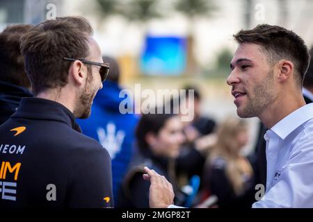 1/26/2023 - Kelvin van der Linde, ABT CUPRA Formula E TeamRene Rast, NEOM McLaren Formula E Team during the Formula E Round 2 - Diriyah E-Prix in Diriyah, Saudi Arabia. (Photo by Sam Bloxham/Motorsport Images/Sipa USA) Stock Photo