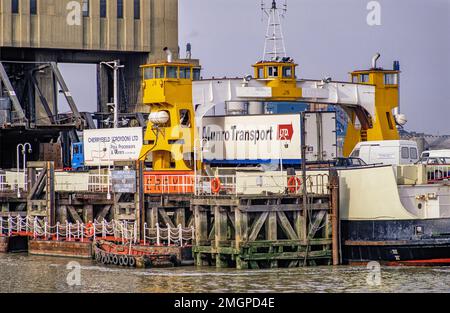 The old Woolwich ferry docked on the north side of the river in 1989 Stock Photo