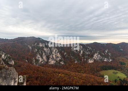 Autumn in Sulovske skaly mountains in Slovakia with colorful forest and rocks Stock Photo