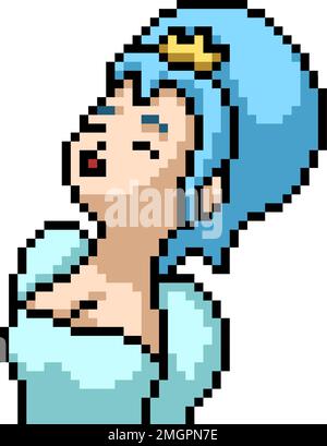 pixel art of blue princess royal Stock Vector