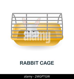 Rabbit Cage icon. 3d illustration from home pets collection. Creative Rabbit Cage 3d icon for web design, templates, infographics and more Stock Vector