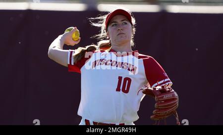 Wisconsin infielder Fiona Girardot (10) during an NCAA softball