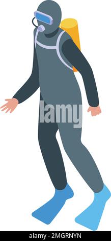 Sea diver icon isometric vector. Scuba dive. Ocean water Stock Vector