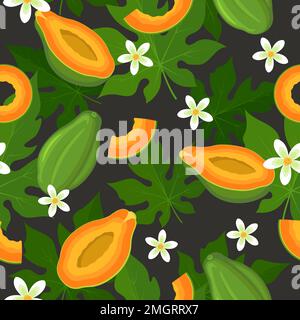 Papaya seamless pattern Stock Vector