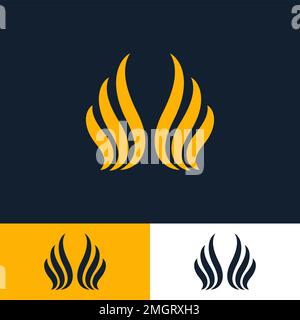 letter W shape logo template with abstract wings, logo with modern and futuristic style vector eps format Stock Vector