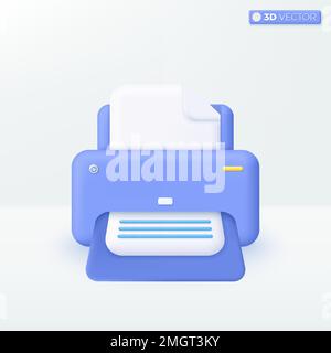 3d printer paper icon symbol. Education report. small and medium business, office and home work, printing data file on paper concept. 3D vector isolat Stock Vector