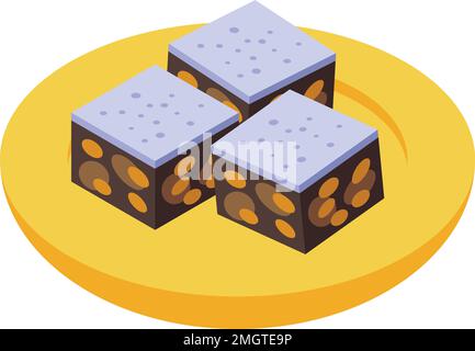 Date cake icon isometric vector. Fruit food. Sweet dry Stock Vector