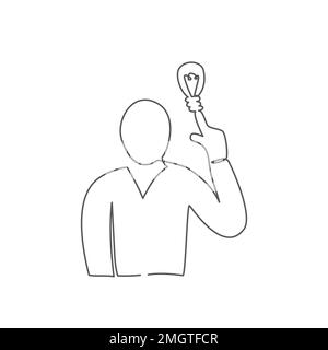 Idea concept One line drawing on white background Stock Vector