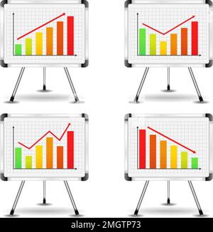 Flip charts with different bar graphs, vector eps10 illustration Stock Vector