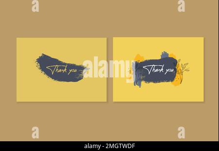 Card template brush stroke stylish modern art design with floral and minimal and blue background. Stock Vector