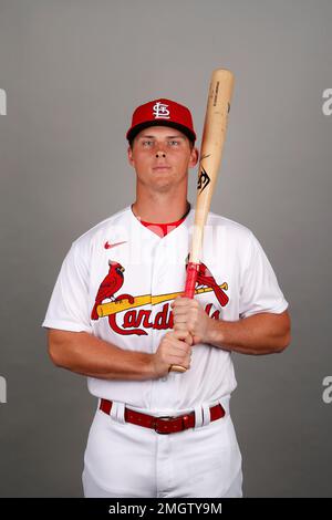 St. Louis, United States. 19th Jan, 2020. St. Louis Cardinals power  hitting, third base prospect Nolan Gorman, talks with reporters at the St.  Louis Cardinals Winter Warm-Up in St. Louis on Sunday