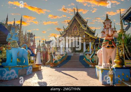 Huay Sai Khao Temple With modern, beautiful and strange applied art in Chiang Rai, Thailand visited by tourists from all over the world Stock Photo