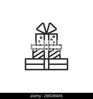 Gift box thin line icon, present, parcel with ribbon package Stock Vector