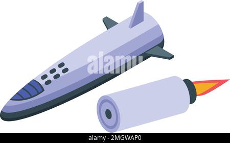 Space rocket icon isometric vector. Base mars. Astronaut future Stock Vector