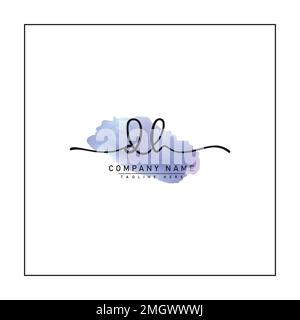 DH Simple Signature Logo - Watercolor Vector Logo Template for D and H Logo Stock Vector