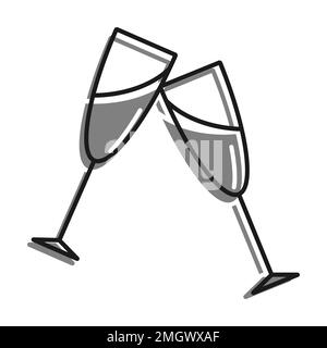Hand drawing two champagne glasses Royalty Free Vector Image