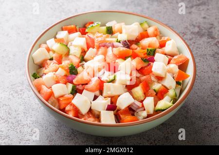 Conch salad native dish of the Bahamas closeup on the plate on the table. Horizontal Stock Photo