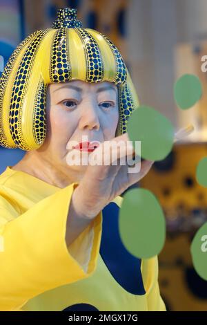 Is that Yayoi Kusama in the window?! Nope, it's actually a life-like r