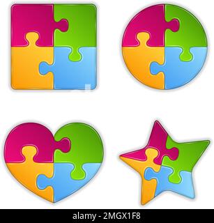 Abstract puzzle objects, design elements for your logo, vector eps10 illustration Stock Vector
