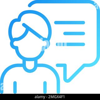 Talking man with chat bubble pixel perfect gradient linear vector icon Stock Vector