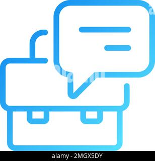 Briefcase with speech bubble pixel perfect gradient linear vector icon Stock Vector