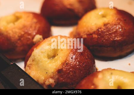 Variety assortment of traditional finnish sweets and pastries with cinnamon bun, and cardamon roll and rolls, butter bun and other, korvapuusti, laski Stock Photo