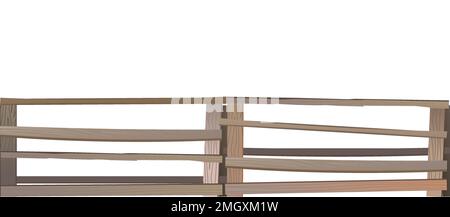 From old boards and narrow slats. Isolated on white background. Horizontal seamless design. Vector. Stock Vector