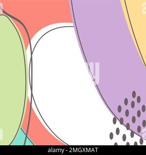 Minimal geometric abstract background. Creative doodle pattern in trendy pastel color. Social media story post concept poster invitation party banner Stock Vector