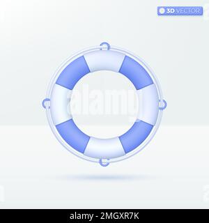 3D Life buoy preservers with rope icon symbol. marine lifebuoy water safety assurance. life saving, travel insurance. help concept. 3D vector isolated Stock Vector
