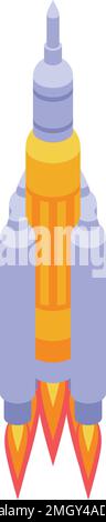 Flying space rocket icon isometric vector. Astronaut planet. Universe station Stock Vector