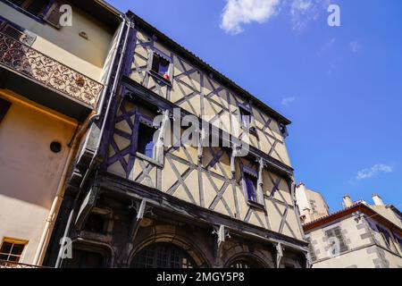 typical facade of house in the city streets of Clermont Ferrand in Auvergne France Stock Photo