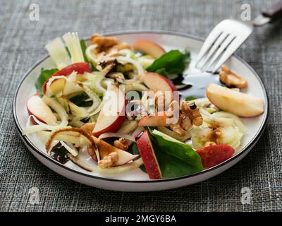 Fennel Apple Salad on Arugula Stock Photo