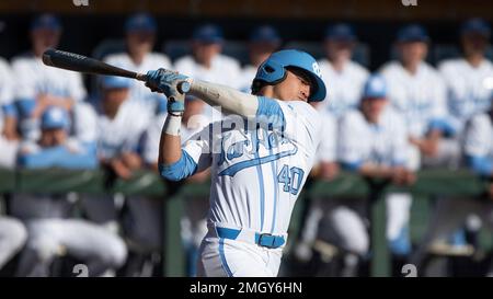 CHARLOTTE, NC - MAY 24: Angel Zarate (40) of the North Carolina Tar Heels  rounds third base towards home during the ACC Baseball Championship  Tournament between the between the North Carolina Tar