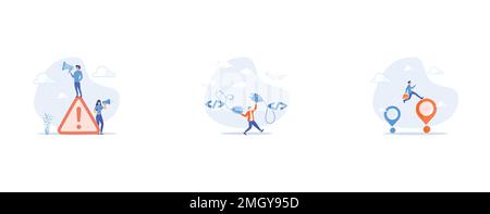 Important announcement, application programming interface to connect between software or application, Business relocation, set flat vector modern illu Stock Vector