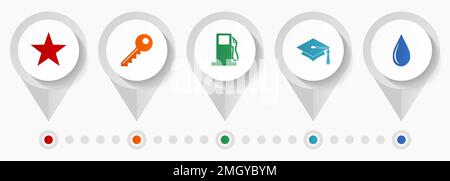 Education vector icons, industry flat design web pointers collection, business concept infographic template Stock Vector