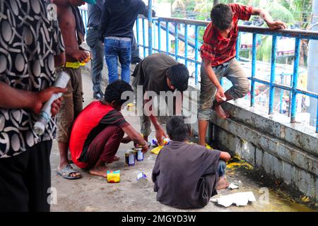 Street children known as Tokai are increasingly getting addicted to a new drug called ‘dandy’, pushing their lives towards ruination Stock Photo