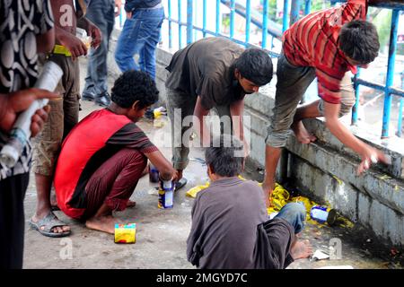 Street children known as Tokai are increasingly getting addicted to a new drug called ‘dandy’, pushing their lives towards ruination Stock Photo