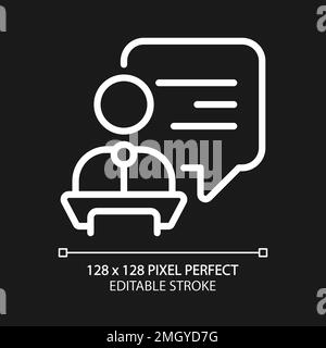 Public performance pixel perfect white linear icon for dark theme Stock Vector