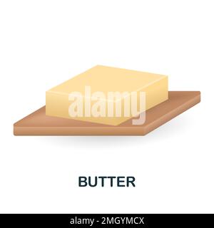 Butter icon. 3d illustration from food market collection. Creative Butter 3d icon for web design, templates, infographics and more Stock Vector