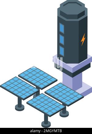Planet space solar energy icon isometric vector. Future colony. Astronaut universe Stock Vector