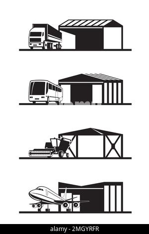 Transportation garages and depots - vector illustration Stock Vector