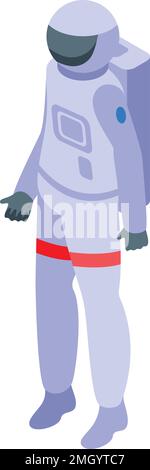 Astronaut colony icon isometric vector. Space colonization. Robot building Stock Vector