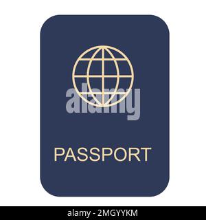 Icon passport, vector cover identification id, page card citizenship blue Stock Vector