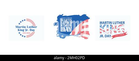 American flag, martin luther king day, MLK Banner of memorial day, set flat vector modern illustration Stock Vector