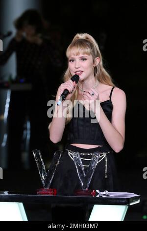 Belgian singer songwriter Angèle (Van Laeken) performs during the