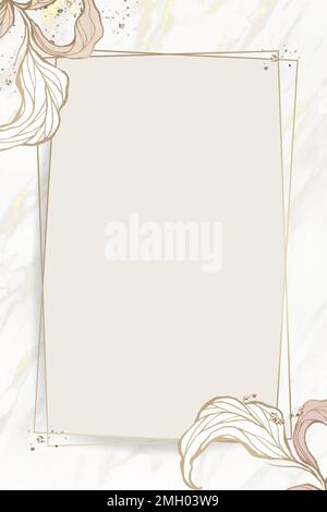Rectangle frame with outline leaves decoration vector Stock Vector