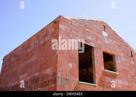 new house modern brick under construction Stock Photo