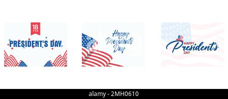Typography of President's Day decorated with stars, Happy Presidents Day celebrate banner, Happy President's day design background with uncle Sam hat, Stock Vector
