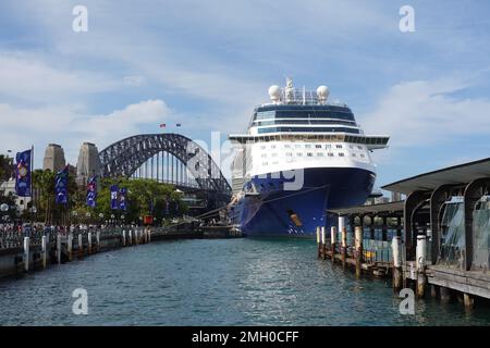 Celebrity Eclipse, Solistic-class cruise ship, moored at the International Cruise liner  terminal Sydney Harbour, Sydney, NSW, Australia Stock Photo